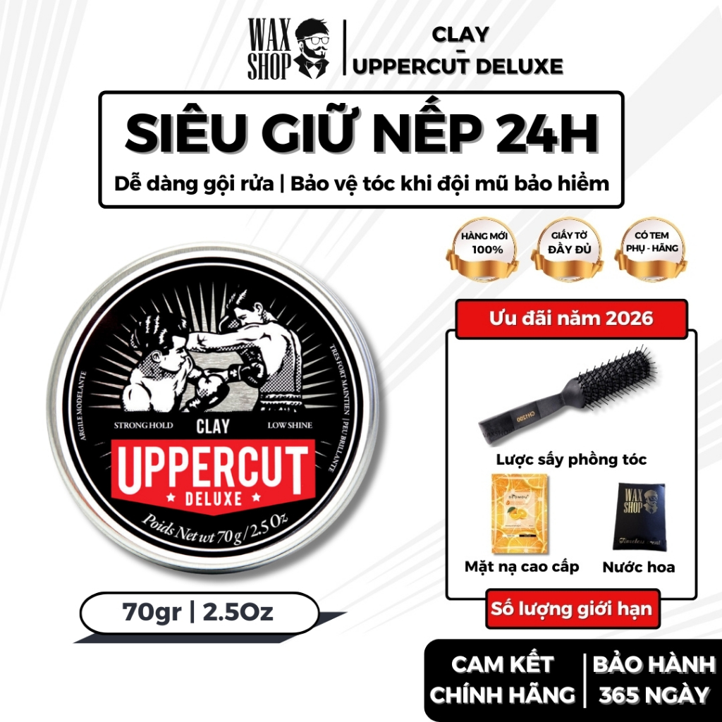 Sáp vuốt tóc nam Uppercut Deluxe Clay chính hãng gel, wax giữ nếp tóc - Waxshop
