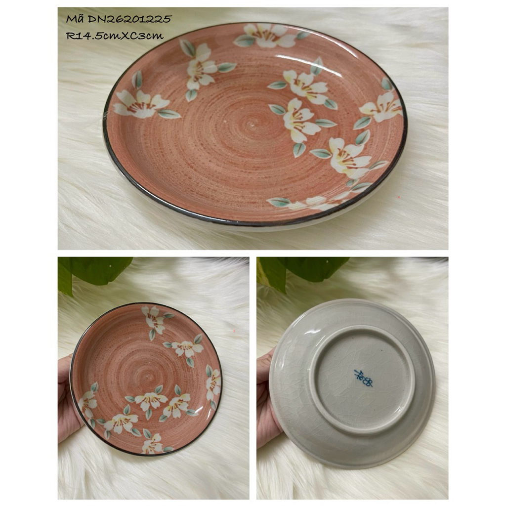 HANA HOUSE- Dĩa gốm tròn 15cm – men hỏa biến Nhật – gốm Nhật -đĩa đựng đồ ăn –phong cách Nhật