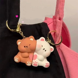 Móc Khóa Đôi Gấu Bông Dễ Thương Hình Trái Tim Có Nam Châm Ôm Nhau