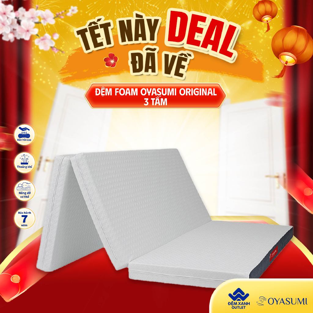 Đệm Foam Nhật Bản Oyasumi Original 3 Tấm (Tiêu Chuẩn)
