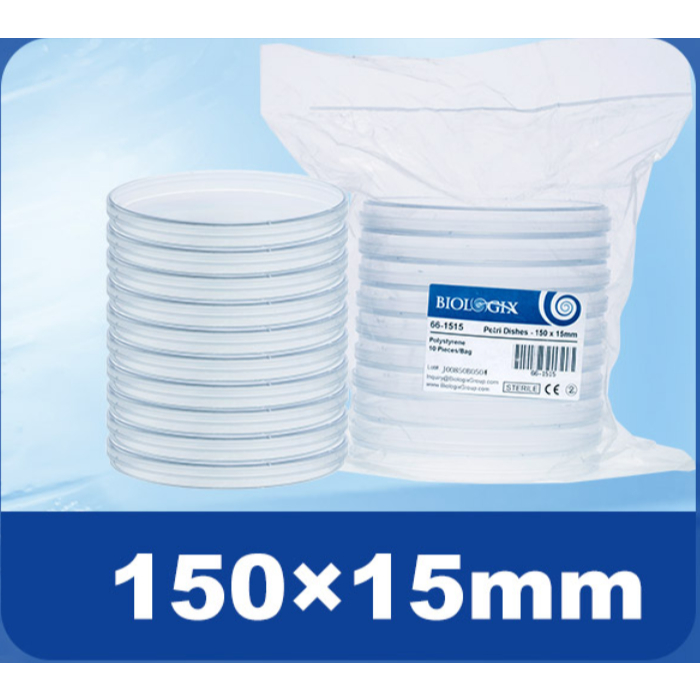 10 chiếc đĩa Petri nhựa phi 150mm, tiệt trùng, 66-1515, (Petri Dishes), Biologix-USA, có hóa đơn VAT