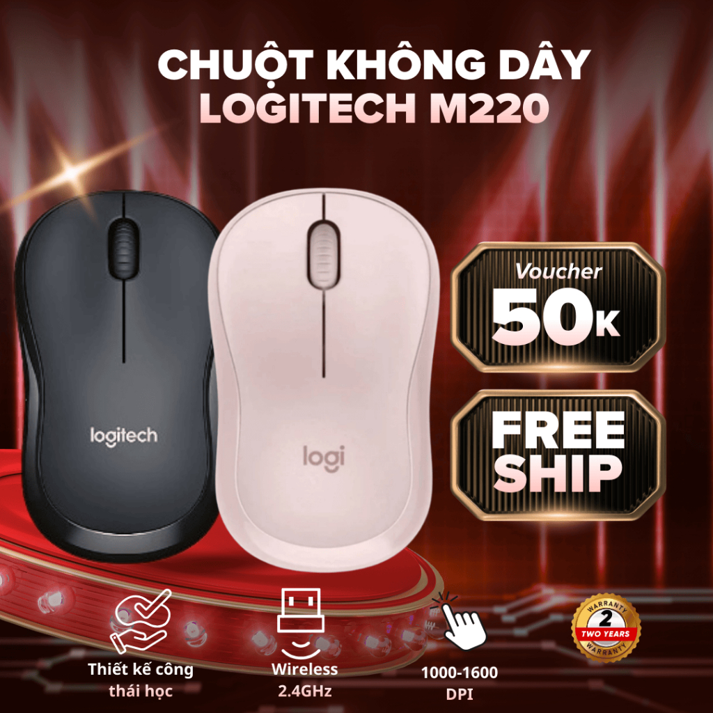 Giảm Giá Sốc Chuột Không Dây Logitech M220 Silent - Màu Hồng Xinh Xắn, Bấm Êm Ái