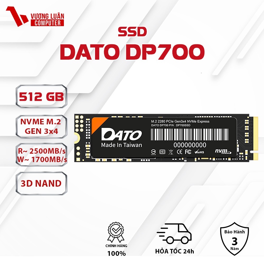 SSD DATO DP700 NVME M2 512GB PCIe Gen3x4 Chính Hãng