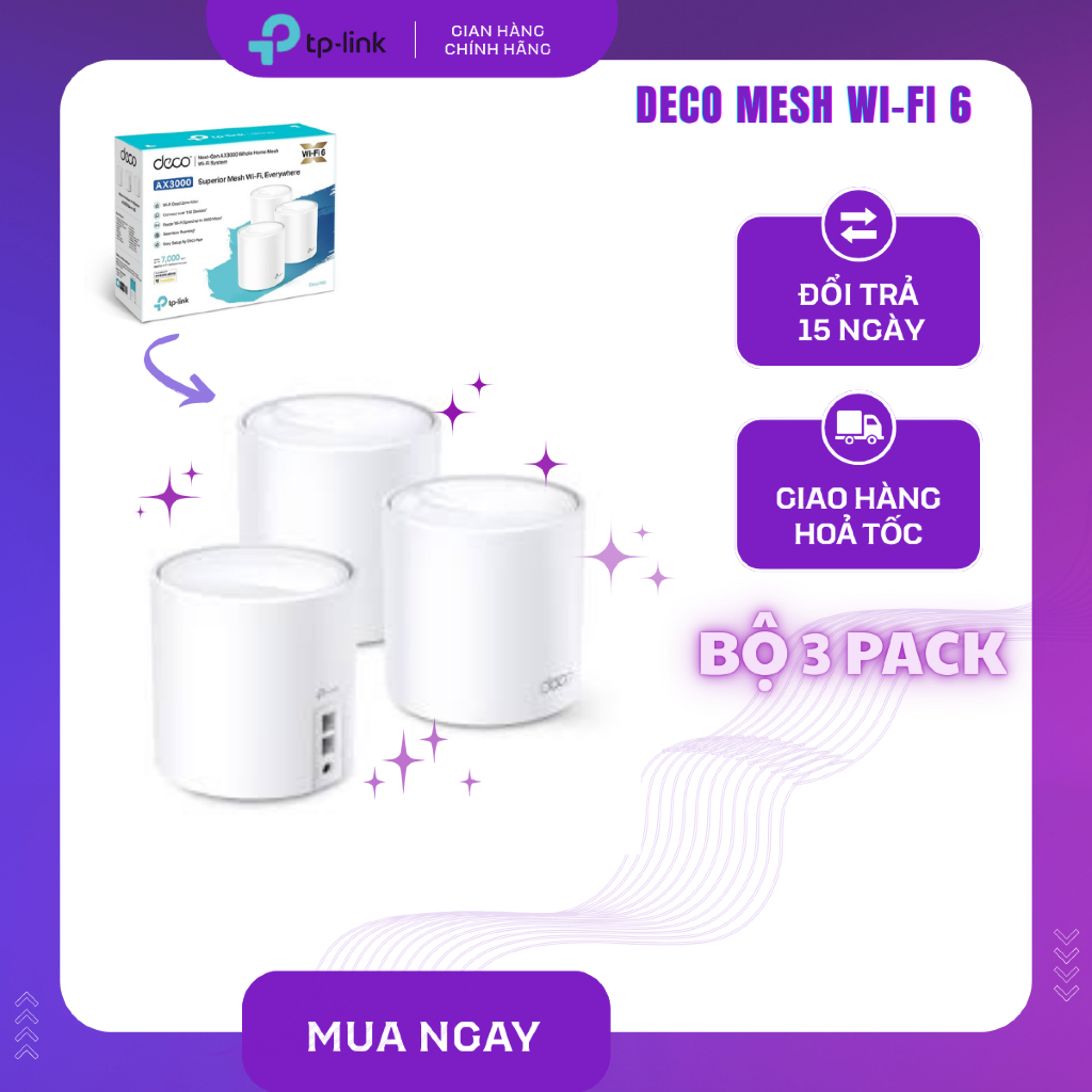 Bộ Phát Wifi Mesh TP-Link Deco X60 Wifi 6 AX5400