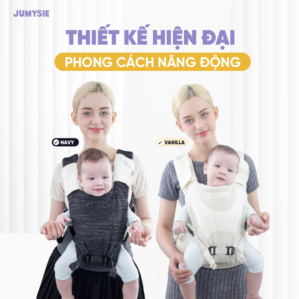 Địu Em Bé Siêu Nhẹ E8 Extra Lightweight Jumysie – Flyknit 5D Thoáng Khí – Chuẩn Ergonomic Chữ M