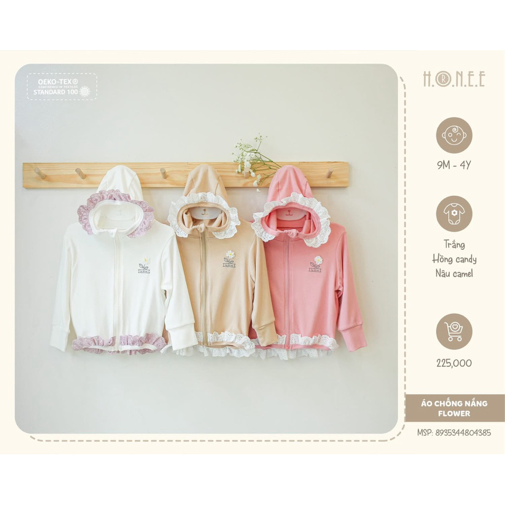HRNEE Áo chống nắng / áo khoác Flower thương hiệu Hrnee cho bé