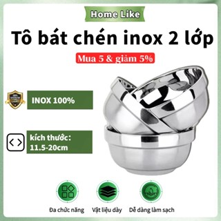 Tô bát chén inox 2 lớp cách nhiệt kiểu Hàn Quốc nhiều size [Home like] khác nhau an toàn cho sức khỏe
