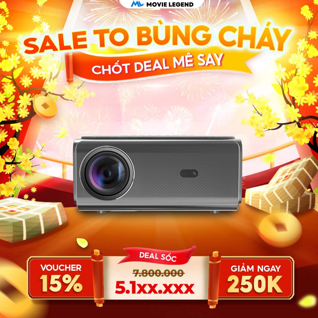 [ NEW HN ] Máy Chiếu Mini H8PRO MAX Version 2 Full HD - Máy Chiếu Movie Legend - Hỗ Trợ 4K, Dải Màu 