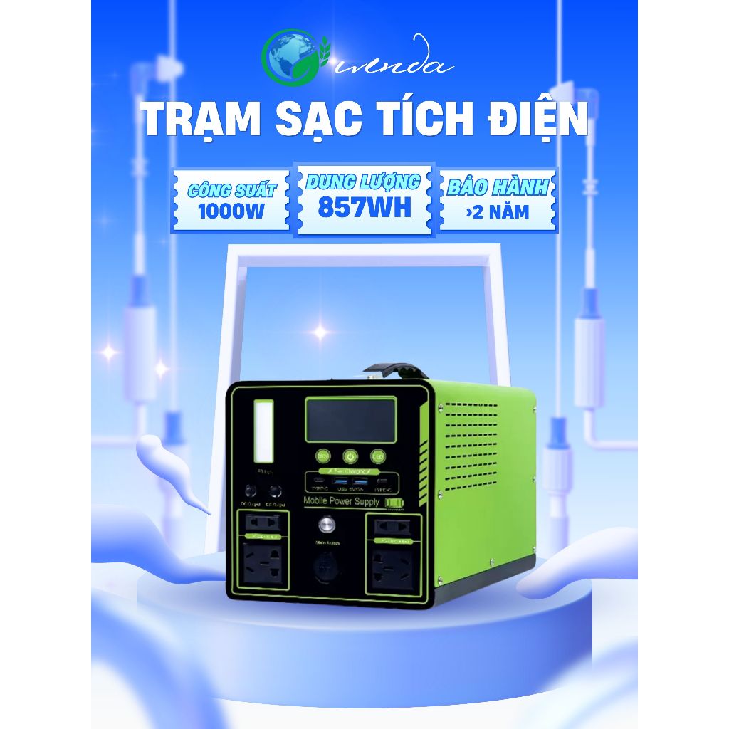 TRẠM SẠC TÍCH ĐIỆN HALP LEAF 1000W | Trạm Sạc Dự Phòng Pin Gọn Nhẹ Cho Dã Ngoại & Gia Đình