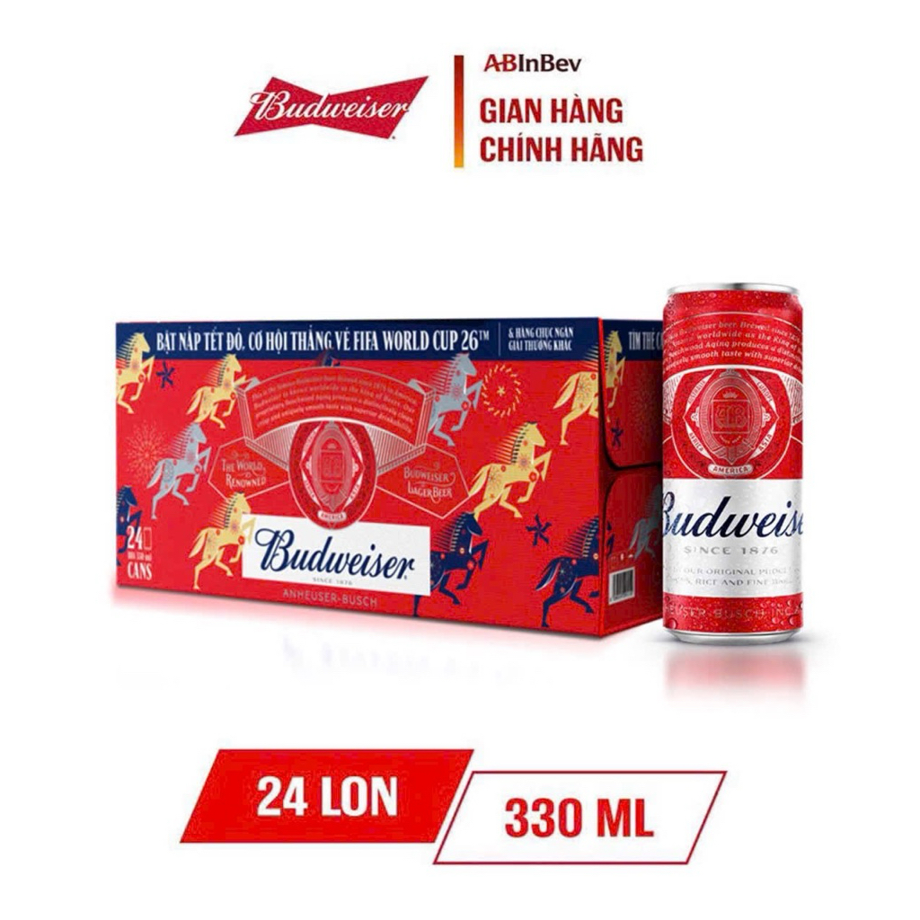 [  Hot ] Thùng Bia Budweizer  24 Lon 330ml