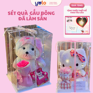  Sét quà tặng gấu bông baby three lena kuromi. gấu bông quà tặng đựng trong hộp trong suốt quà tặng cute 