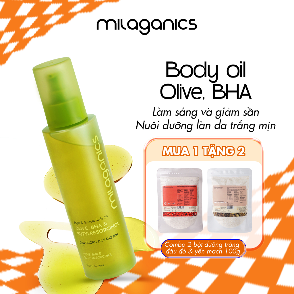 [MUA 1 TẶNG 2] Dầu dưỡng da body oil sáng da MILAGANICS dầu olive dưỡng thể giảm thâm sạm 150ml