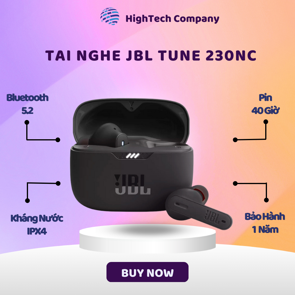 Tai Nghe Bluetooth JBL Tune 230NC TWS - Bass Cực Căng - Bluetooth 5.2 - Pin 10 Giờ - Cảm Ứng Chạm - IPX4 - BH 1 Năm