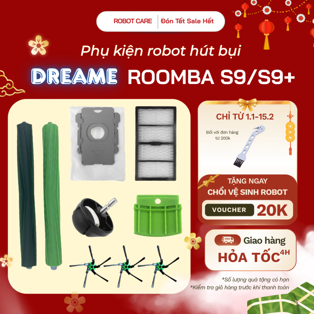 Phụ kiện robot hút bụi iROBOT ROOMBA S9/S9 PLUS, Phụ kiện robot iROBOT chất lượng - Túi rác, chổi, b