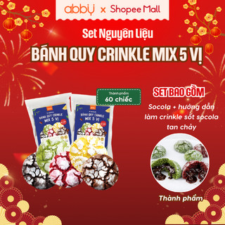   ABBY - TẶNG TÚI ĐỰNG  Set làm bánh Crinkle Cookie Mix 5 Vị sốt socola tan chảy - Thành phẩm 60 chiếc set 