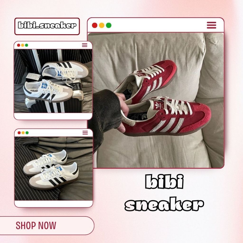 Giày Adi_Samba Trắng Đỏ Nam Nữ, Giày Thể Thao Sneaker Đế Bệt Cao 2cm (Tăng 1 Size) || Sam_b