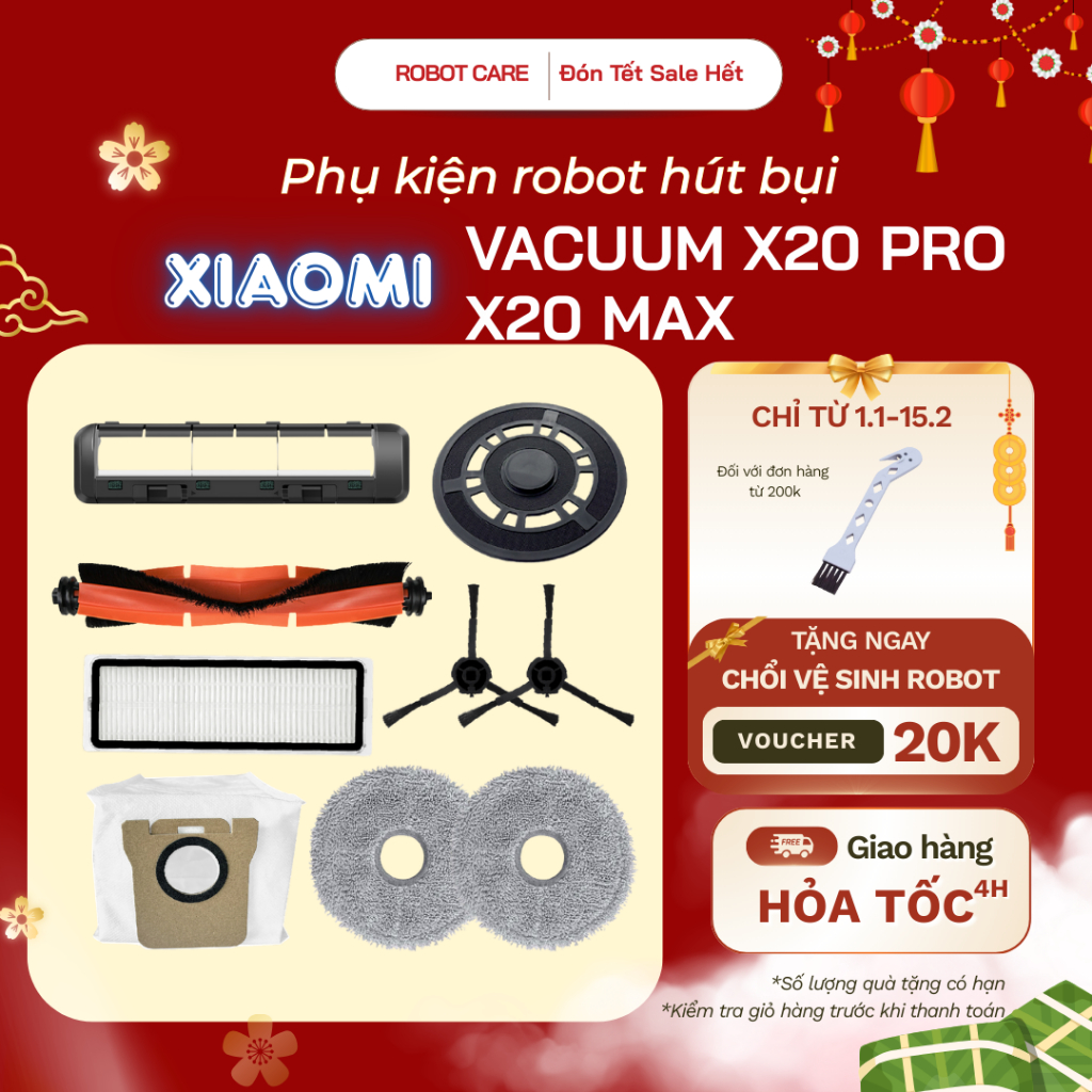 Phụ kiện robot hút bụi Xiaomi X20 Pro,X20Max - Phụ kiện robot hút bụi lau nhà Xiaomi X20 Pro - Chổi 