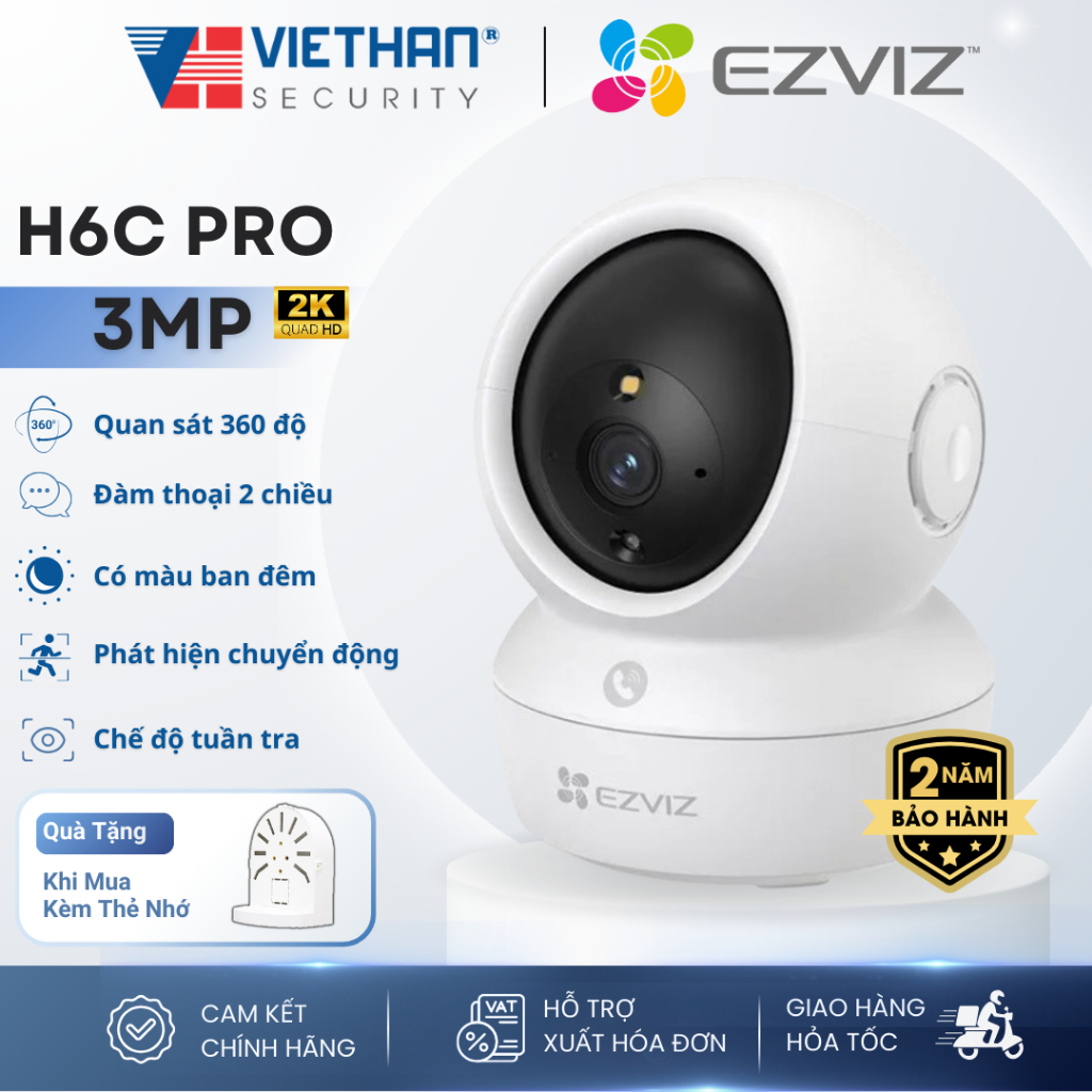 Camera Wifi Trong Nhà EZVIZ H6C Pro 3MP/C6N Pro 3MP/H6C G1/C6N G1 Xoay 360 độ, Đàm Thoại 2 Chiều, Th