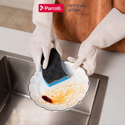 Găng tay cao su siêu dai rửa bát, rửa chén, không mùi hôi, găng tay cao su tự nhiên có móc treo Parroti Active -  AT01
