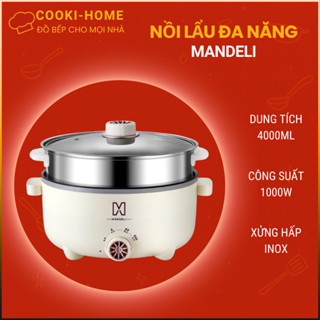 Nồi Lẩu Điện Mandeli 2 Tầng – 1000W, 3.5L, Size 28cm, Lòng Vân Đá Chống Dính, Nấu & Hấp Đa Năng