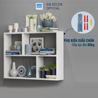 Kệ Sách Treo Tường Chữ Nhật Kết Cấu Giấu Chân Chắc Chắn SIB Decor KT07-80