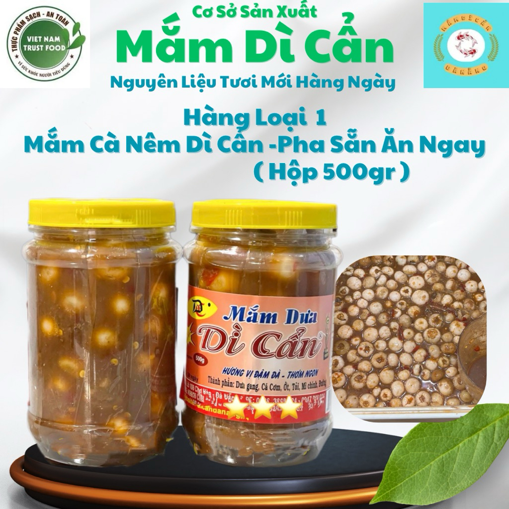 Mắm Cà Nêm Dì Cẩn Hũ 500gr Siêu Ngon Chuẩn Vị Đặc Sản Đà Nẵng-Pha Sẵn Ăn Liền,Trái Cà Giòn Tan