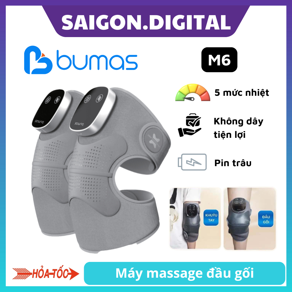 Máy masssage đầu gối BUMAS M6 Pro - 3 chức năng trong 1 - 5 mức độ nhiệt - Giải tỏa áp lực đầu gối