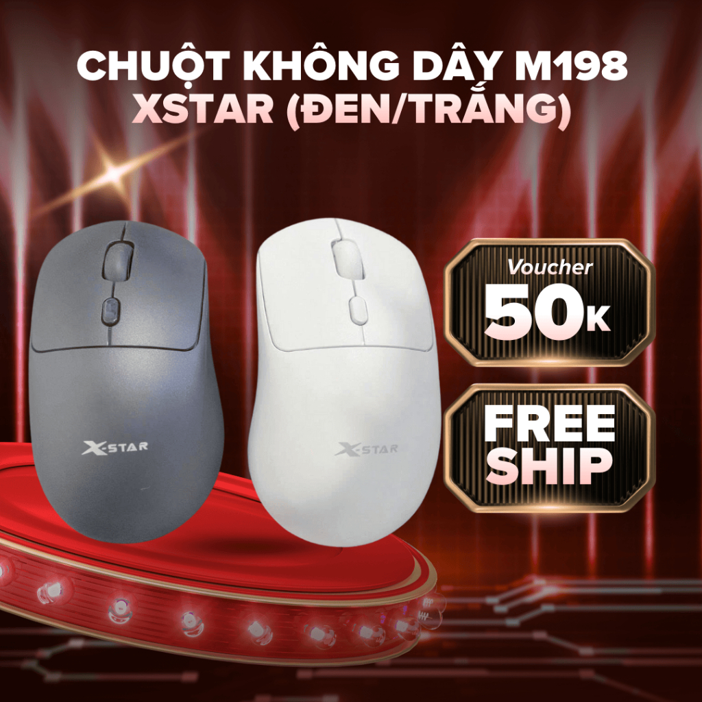 Chuột Xstar M198 Không Dây – Kết Nối 2.4GHz, LED RGB Sáng Tạo, Dành Cho Văn Phòng, Pin Sạc Kèm Đổi