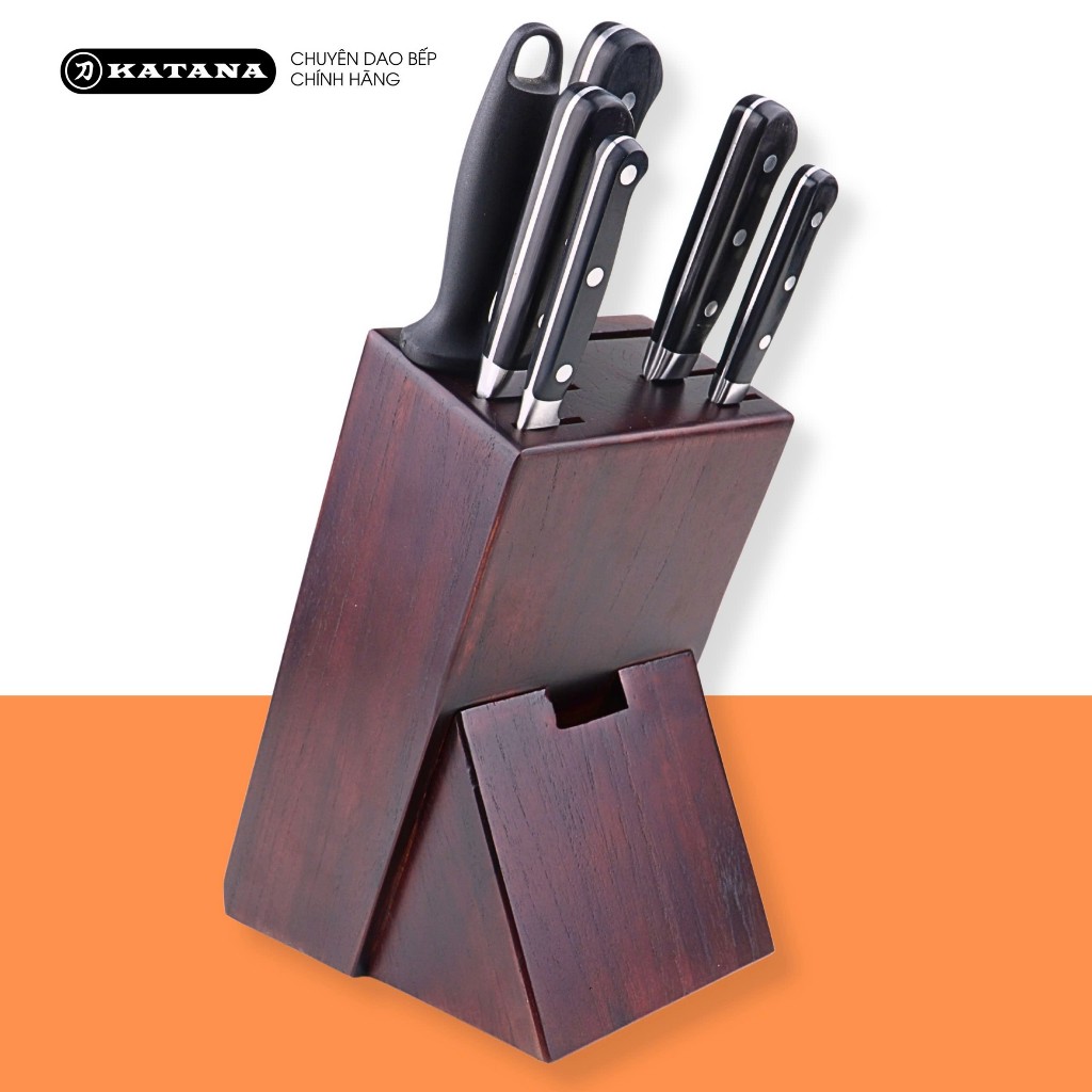 Hộp đựng dao bằng gỗ Teak thương hiệu KATANA màu nâu - DD01