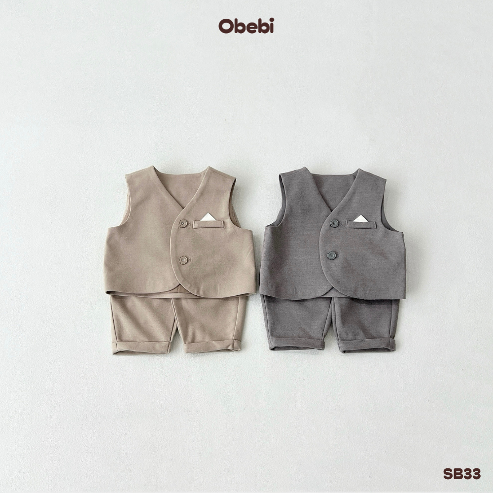 SB33 Set Bộ Áo Gillet Và Quần Âu Thời Trang Obebi Thu Đông Tết Cho Bé từ 8-22kg Obebi