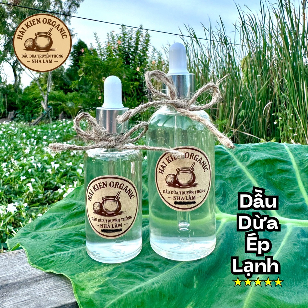 (Loại Tốt) Dầu Dừa Ép Lạnh Hai Kiên Organic - Dầu Dừa Ép Lạnh Tinh Khiết Organic Vietcoco Dầu Dừa Ép