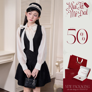  ZAMYSHOP - Váy thiết kế dạ bông giả set phối tơ váy đi làm đi chơi thanh lịch tiểu thư 