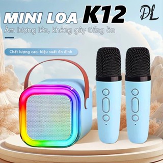 Loa bluetooth K12 Không Dây mini Kèm 2 Micro Mini Loa Karaoke Bluetooth Cầm Tay Di Động gia đình,Âm thanh siêu hay