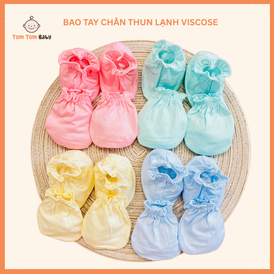 Bộ Bao Tay, Bao Chân Sơ Sinh Chun Thun Lạnh JOU - Chất vải mềm mại,mỏng mát, co giãn tốt