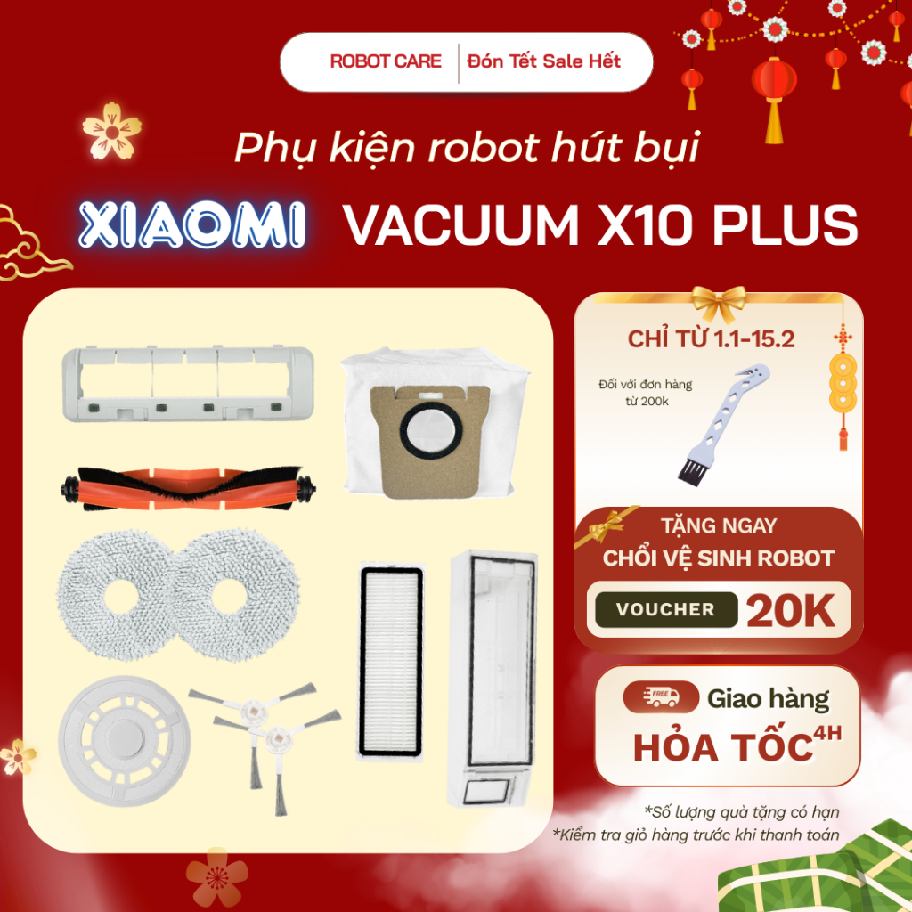 Phụ kiện robot hút bụi Xiaomi X10 Plus - Phụ kiện robot hút bụi lau nhà Xiaomi X10 Plus - Túi rác, c