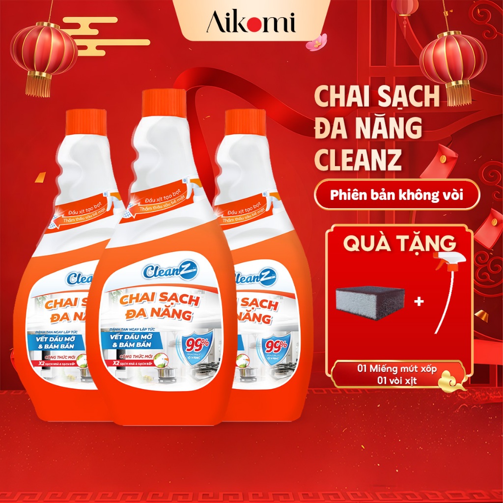 Chai Sạch Nhà Và Bếp Cleanz Làm Sạch Dầu Mỡ, Vết Ố Vàng Dung Tích 450ml