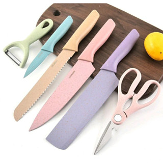 [Top Value]Bộ dao nhà bếp lúa mạch 6 món kháng khuẩn, Bộ Dao Lúa Mạch 6 Món tặng kèm Hộp Đựng Cao Cấp