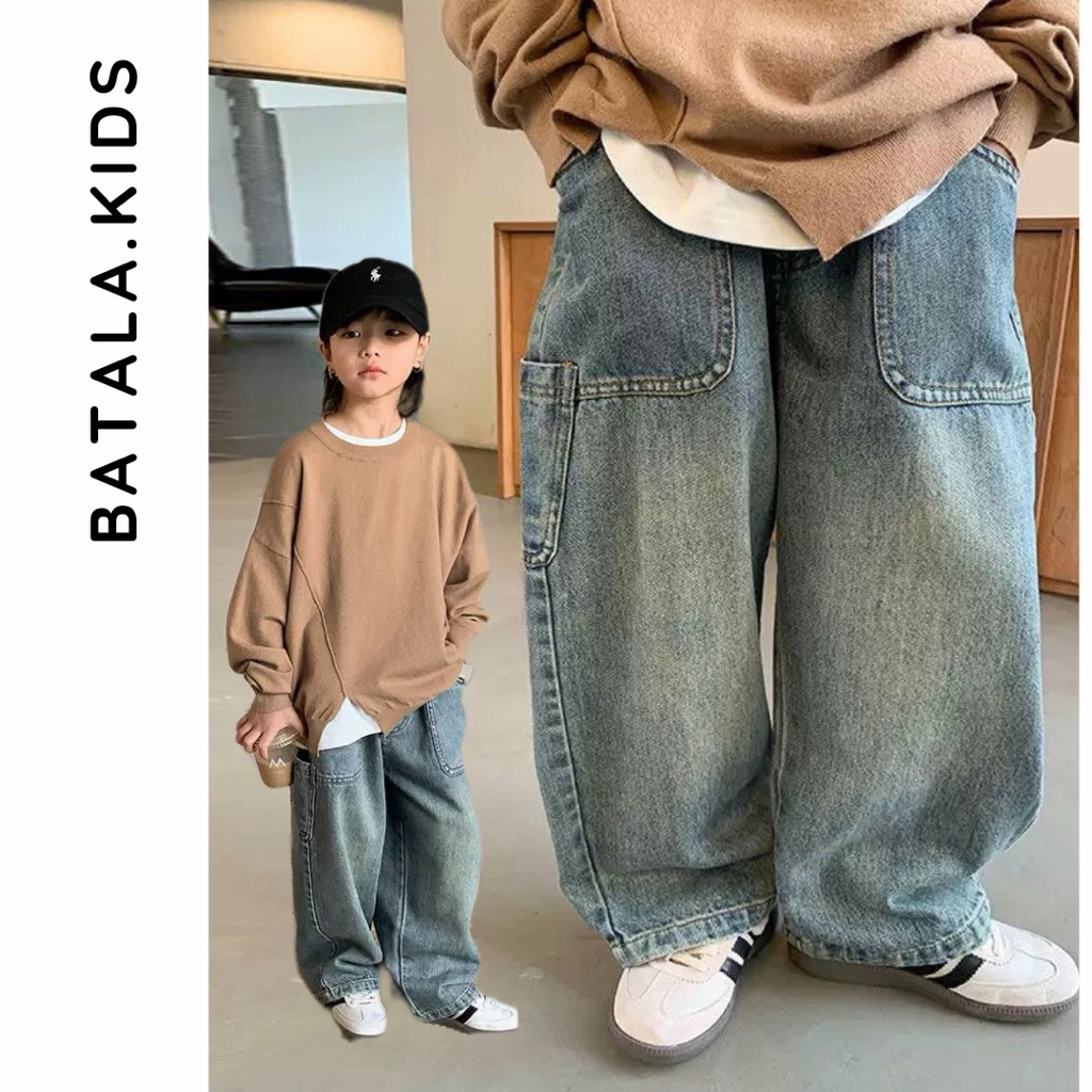 Quần jean cho bé Batala kids (KQJ01), quần bò bé trai bé gái phối túi basic cho bé từ 9-30kg
