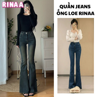  Quần jean nữ ống loe MIAA Cạp Cao Đứng Co Giãn Màu Xanh mài RETRO quần bò loe đen loang dài nữ 