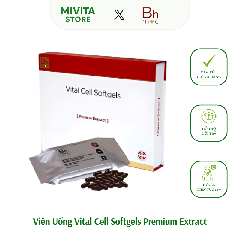 Viên Uống Vital Cell Softgels Premium Extract Nhau Thai Cừu Từ Thụy Sĩ Hộp 30 Viên