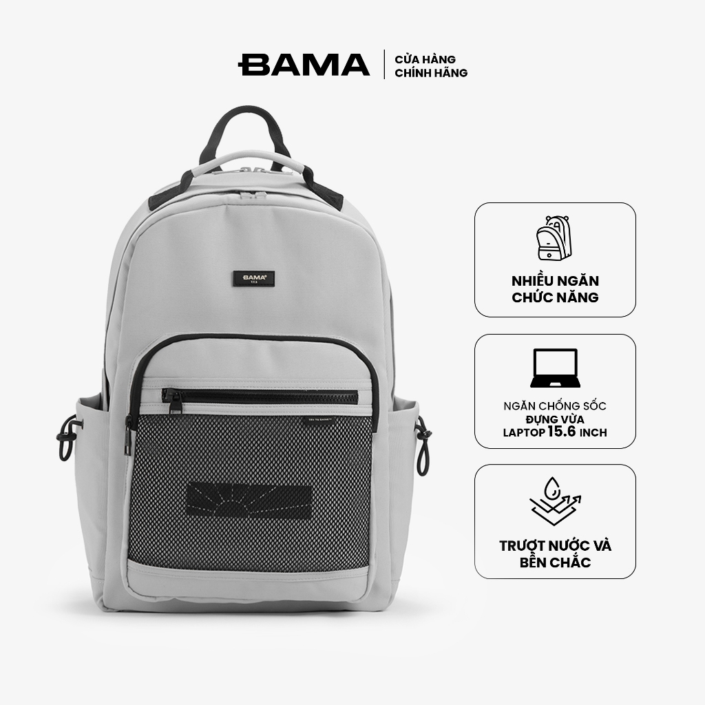 Balo nam nữ đi học đi làm BAMA Mesh Fabric Backpack MF103 chống nước nhiều ngăn đựng laptop 13 14 15 6 inch