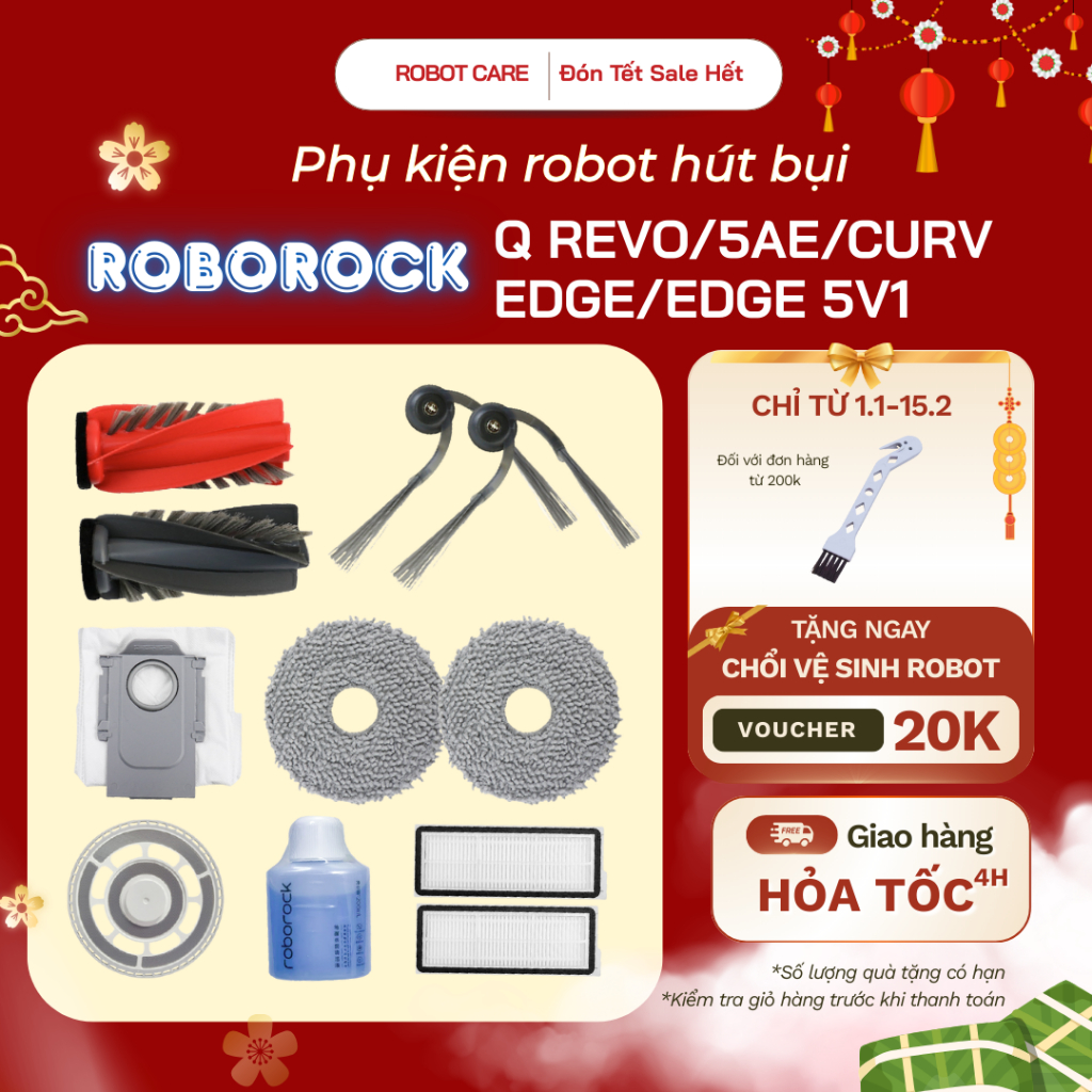 Phụ kiện robot hút bụi lau nhà Roborock Qrevo 5AE/ Qrevo CurV/ Qrevo Edge/ Qrevo Edge 5V1 - Túi rác,
