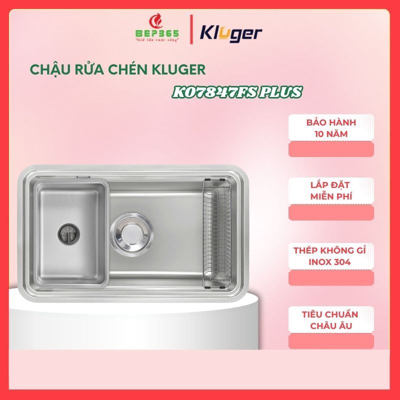 Chậu Rửa Bát Kluger KO7847FS Plus Thuộc dòng OMI Series – Inox 304, Bề mặt Linen dập nổi, Dày 1.2mm