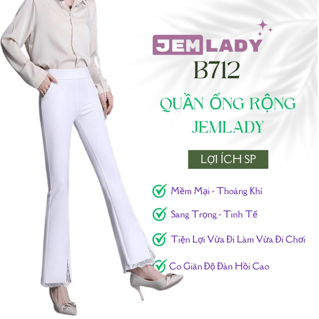 Quần Ống Rộng Nữ Cao Cấp Sang Trọng Tinh Tế Co Giãn Độ Đàn Hồi Cao Jemlady - Mã B712