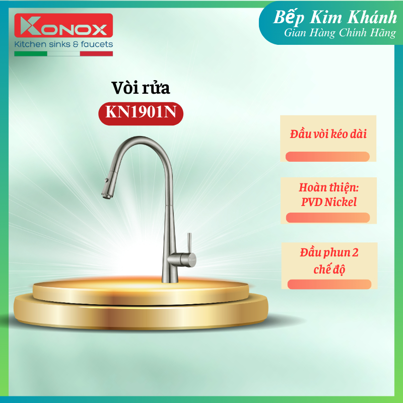 Vòi rửa Konox KN1901N mang đến trải nghiệm sử dụng mượt mà và tiện nghi trong từng thao tác bếp hàng