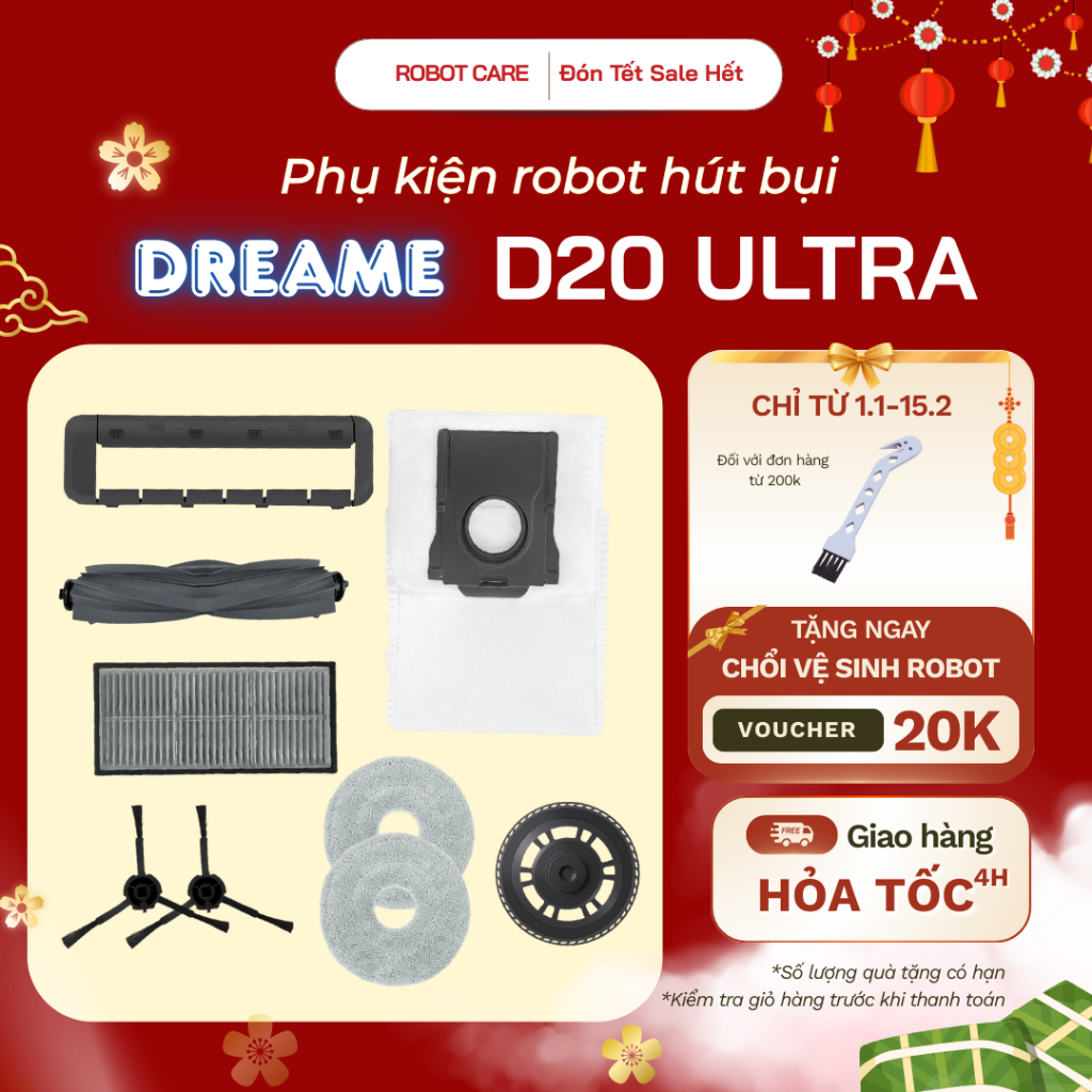 Phụ kiện robot hút bụi Dreame D20 Ultra - Phụ kiện robot hút bụi lau nhà Dreame D20 Ultra - Túi rác 