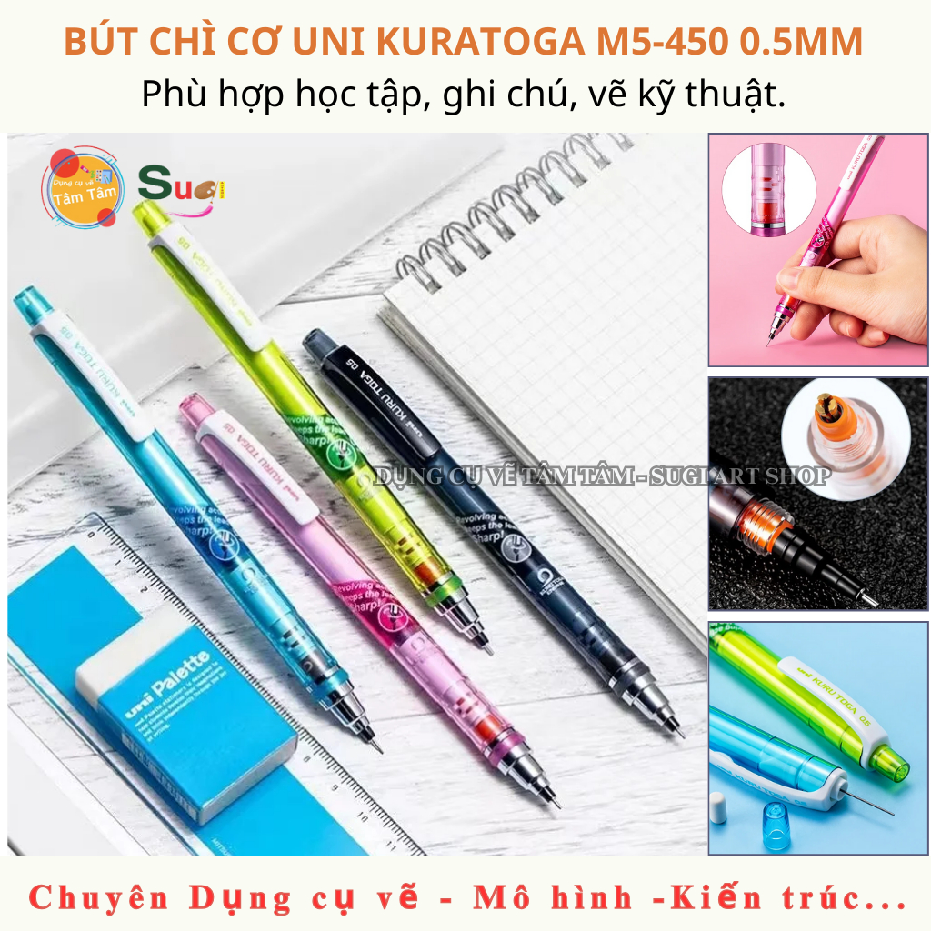 Bút Chì Cơ UNI KURATOGA 0.5mm M5-450 / M5-450T , Nét viết đều , Mượt