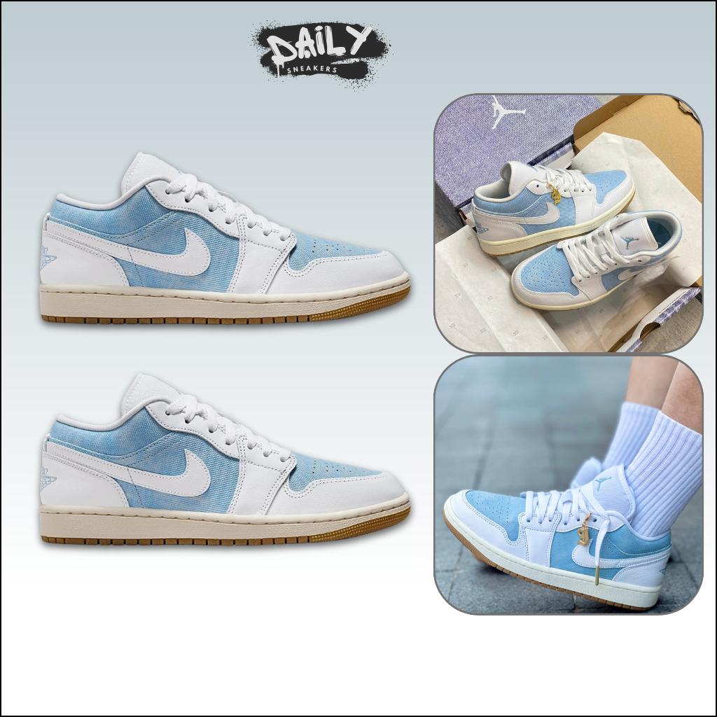 Giày Thể Thao Nike Jordan 1 Low Denim Xanh – Sneaker JD1 Low Chất Bò Cao Cấp [Daily Sneakers]