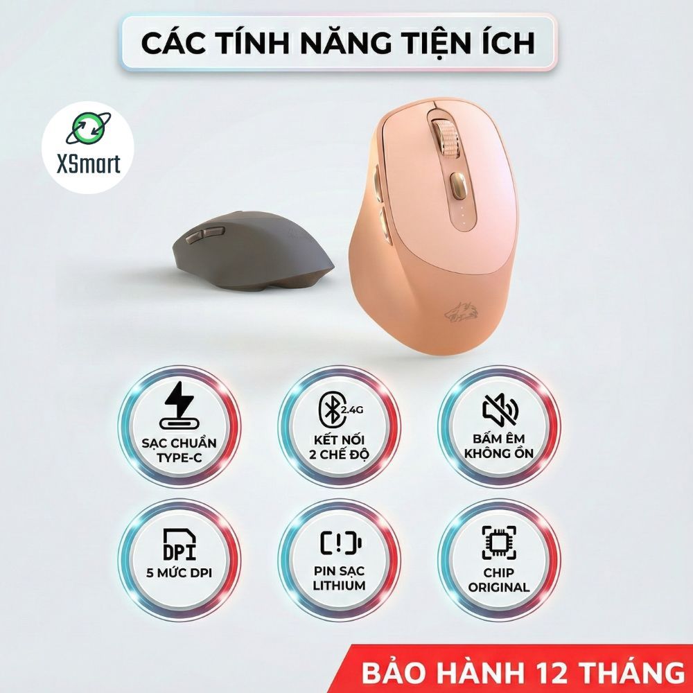 Chuột Không Dây Máy Tính Bluetooth X7 Wireless Pin Sạc Kết Nối 2 Chế Độ Cho Mọi Thiết Bị Máy Tính | BigBuy360 - bigbuy360.vn