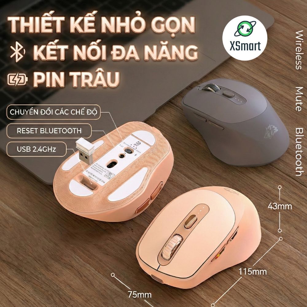 Chuột Không Dây Máy Tính Bluetooth X7 Wireless Pin Sạc Kết Nối 2 Chế Độ Cho Mọi Thiết Bị Máy Tính | BigBuy360 - bigbuy360.vn